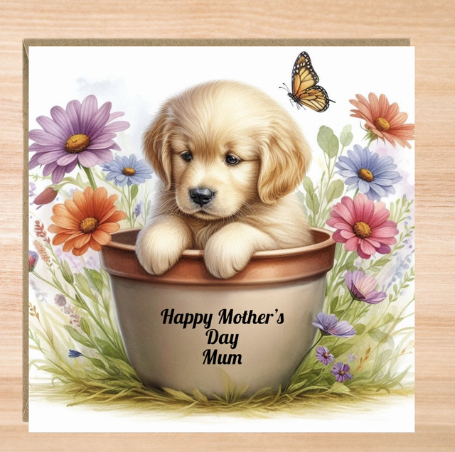 Personalised Golden Retriever Puppy Mother’s Day Card