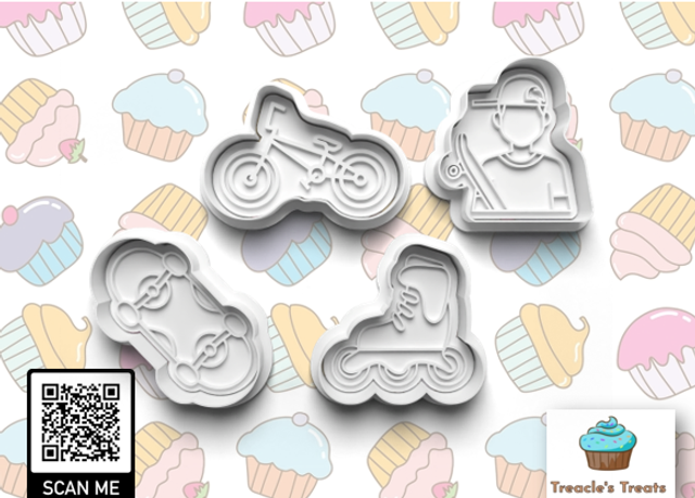 Skater Theme Fondant/cookie stamps with cutters 