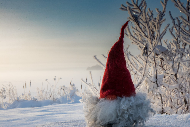 Tonttu rantapuistossa (valokuva)
