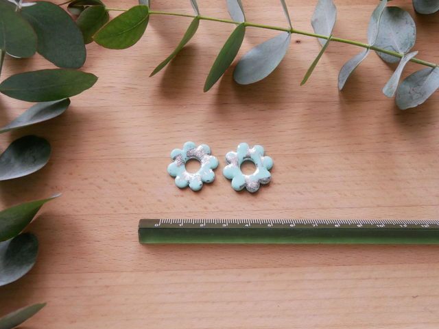 Bloom 8 pétales turquoise/argent