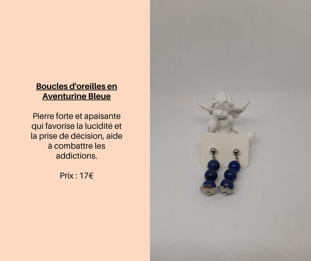 99- Boucles d'Oreilles en Aventurine Bleue