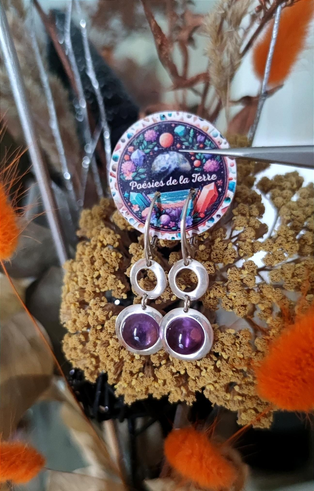améthyste ~ boucles d'oreilles argent 925