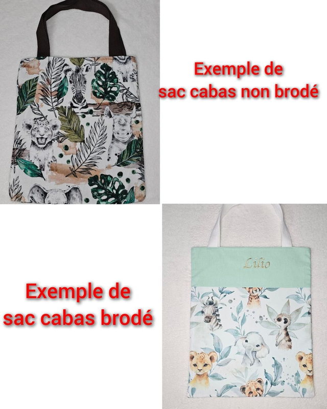 SAC CABAS, TISSUS AU CHOIX GARÇON 
