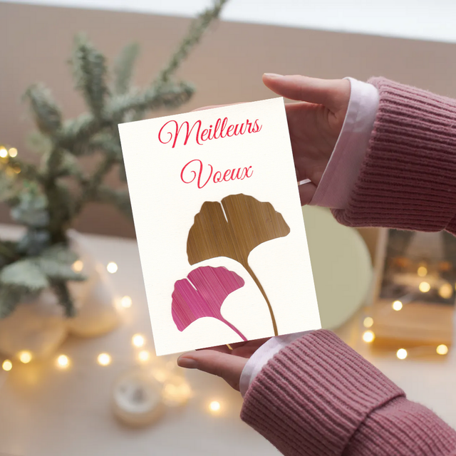 💌Carterie • Ginkgo doré et rose