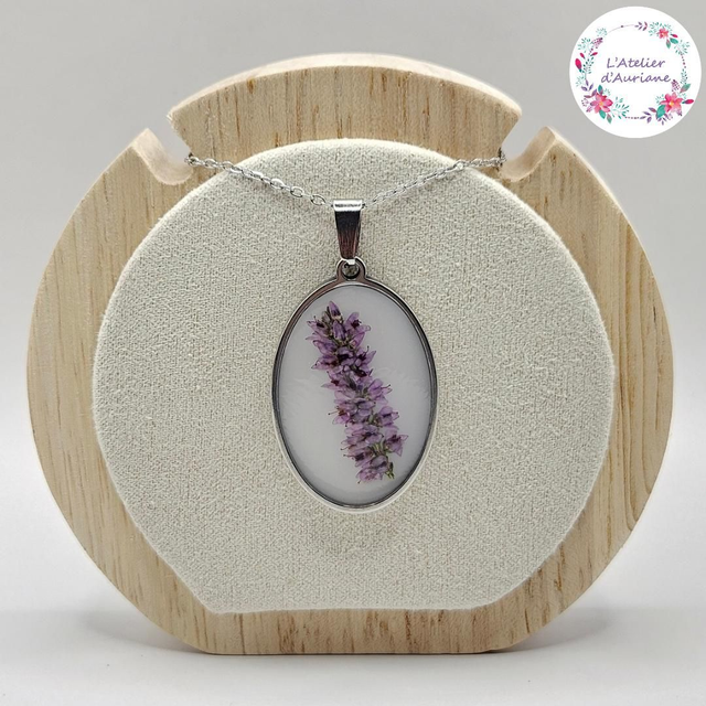 Collier "Bruyère blanc" argenté