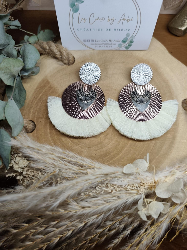 BO BOHEME GOLD ROSE/ ARGENT/ POMPONS ECRU 0000218