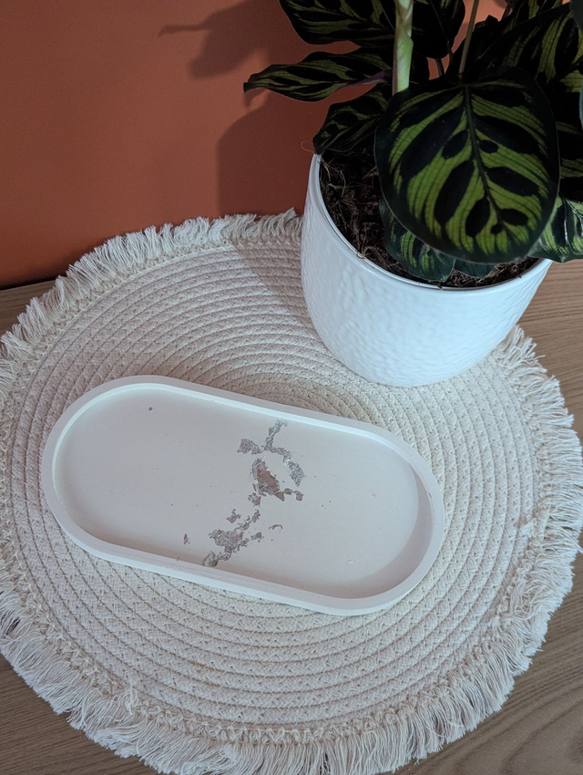 plateau long bijou blanc/argent