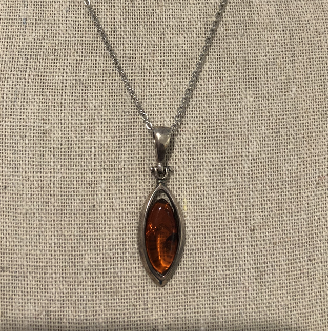 Ambre argent 925 &amp; chaîne inox 