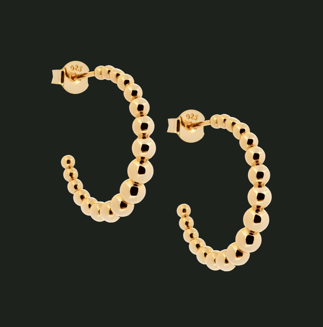 Beaded Golden Mid Hoops