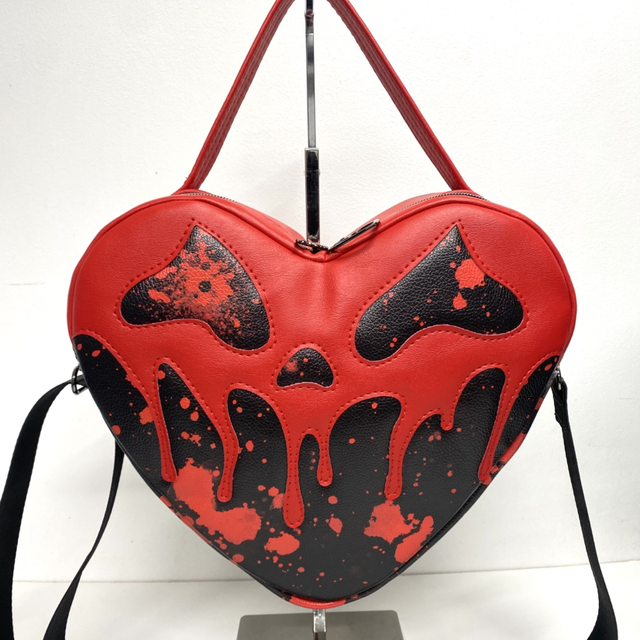 Splatter Drippy Pumpkin Heart shaped crossbody Bag
