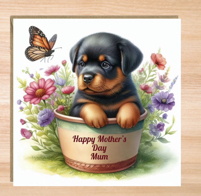 Personalised Rottweiler Puppy Mother’s Day Card