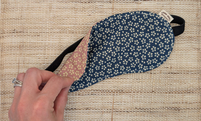 Masque de nuit réversible - Myosotis rose et bleu - Elastique simple