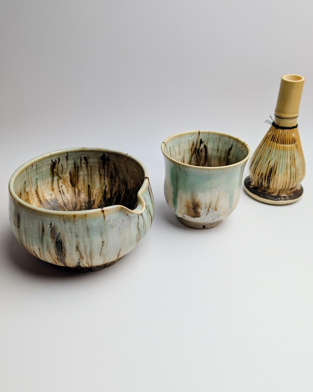 Zestaw katakuchi, czarka i chasentate "awenturyn"