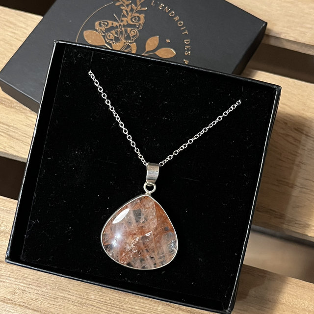 Z- Collier - Quartz hématoïde - argent 925