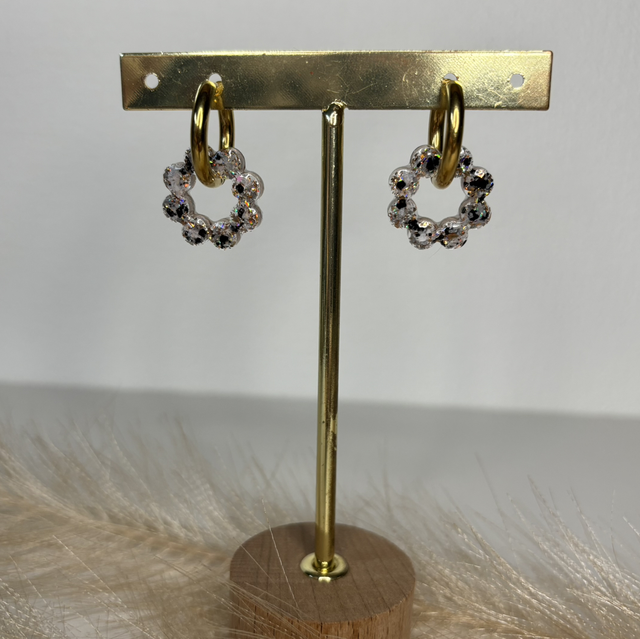 Pampilles fleur noir et blanche 