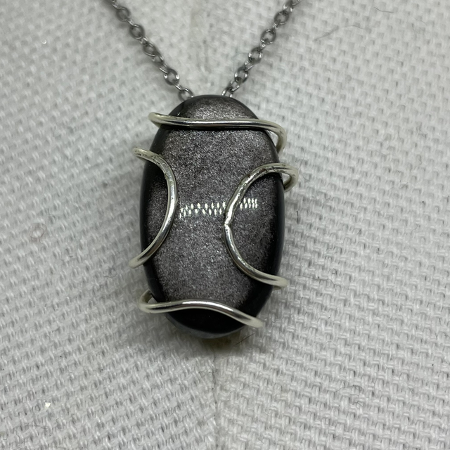 Silberner Obsidian Anhänger