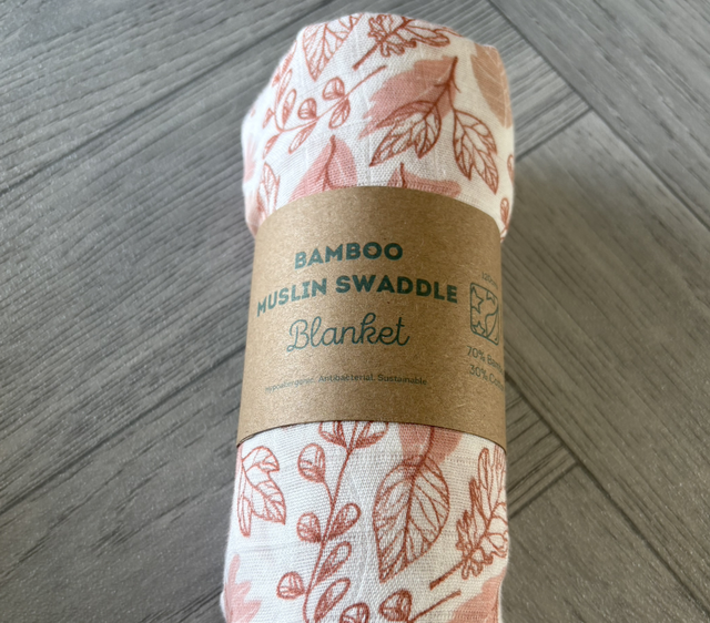 Pink Leaves & Flowers Bamboo Muslin Swaddle Blanket