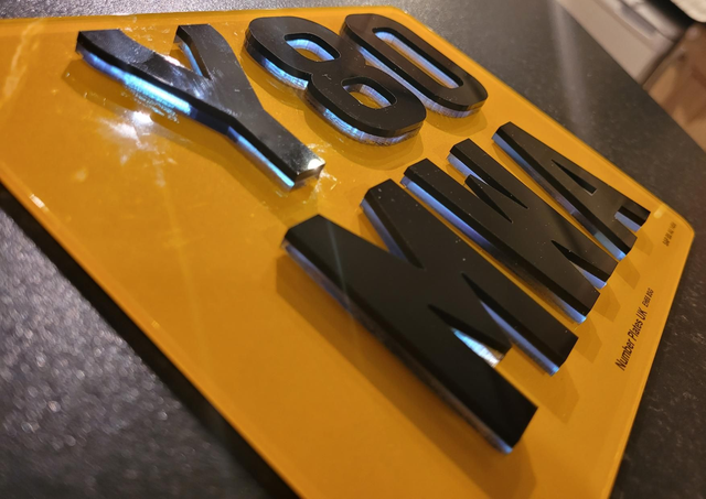 6mm Neon Blue &amp; Black 4D Motorbike Plate