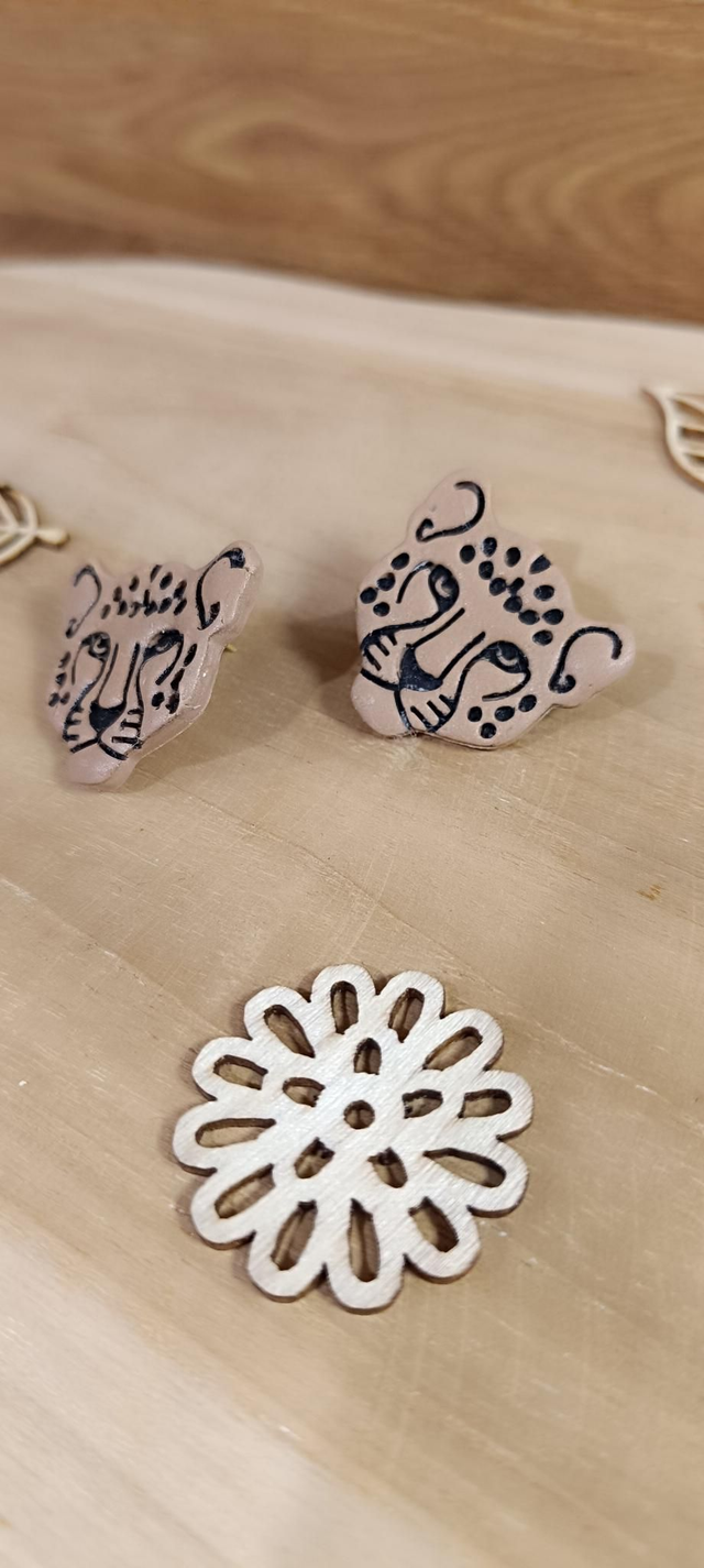 Boucles d'oreilles - tête de léopard