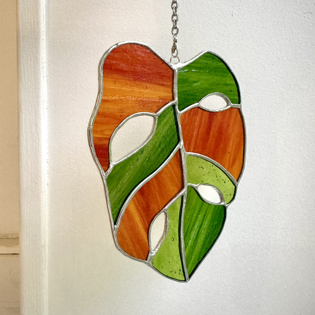 Feuille de Monstera (orange et verte)