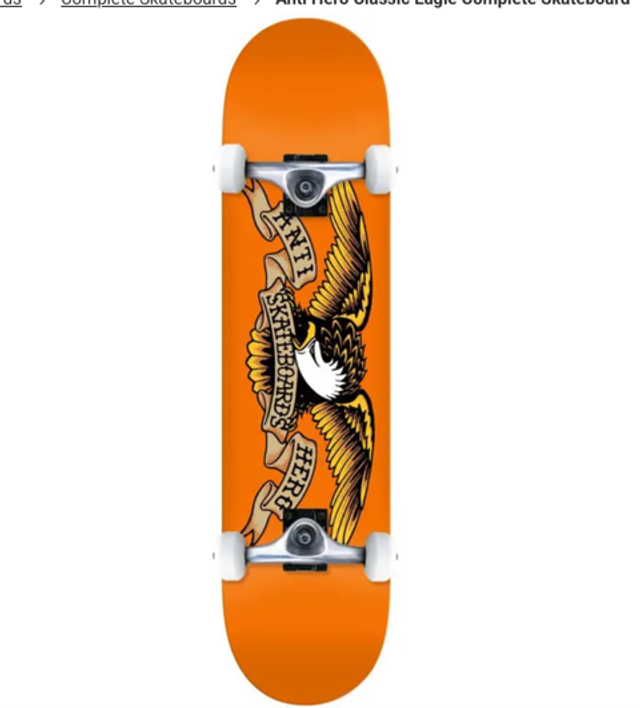 AntiHero Complete Skateboard - Classic Eagle LG Orange 7.75"