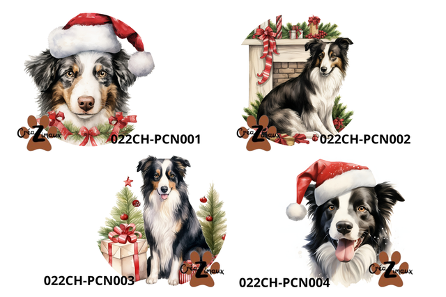 Porte clé Border Collie modèle Noël