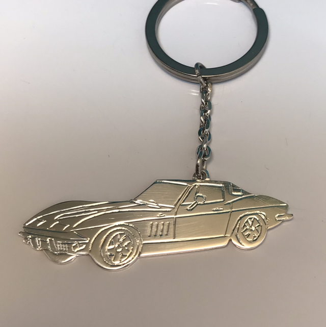 Porte-clés Corvette en Argent et Acier 