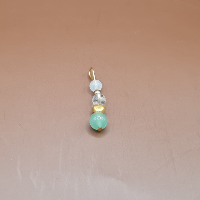 Pendentif Aventurine verte - cristal de roche - quartz rose