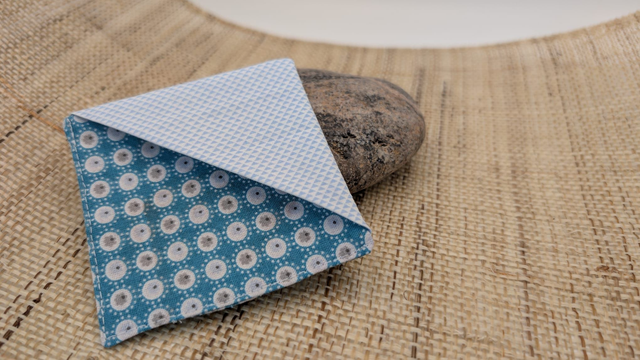 Marque-page carré en tissu - Ciel/turquoise-blanc
