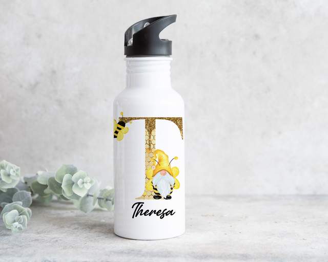 Personalised Bee Gonk Initial Water Bottle