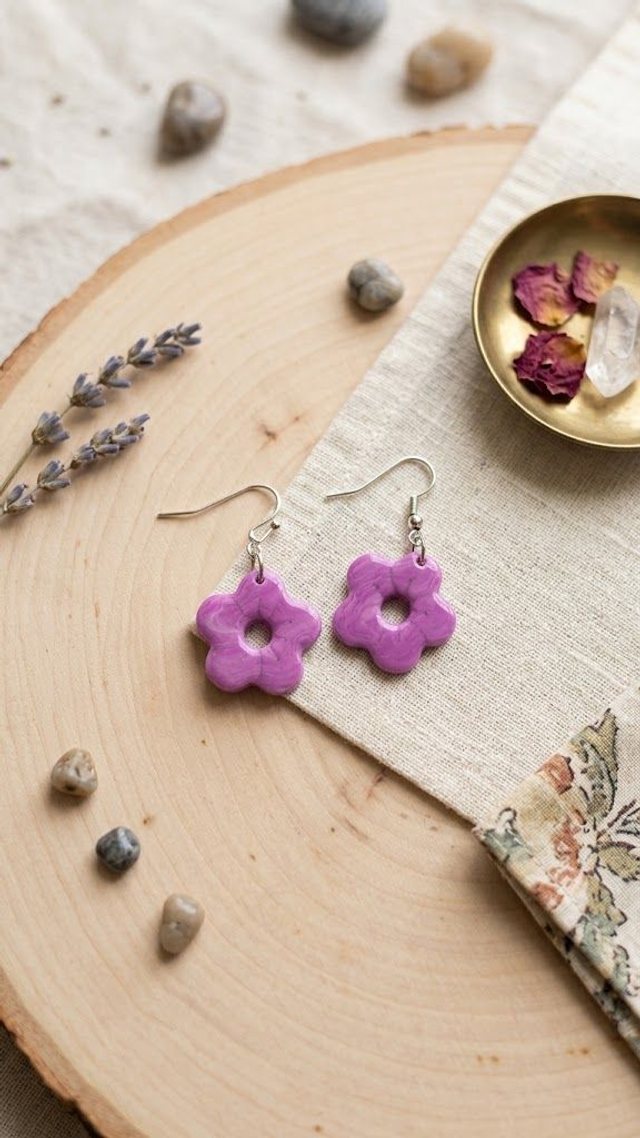 Boucles d’oreilles fleurs violettes 🌸