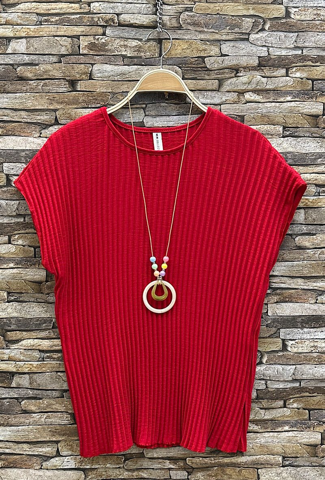 Blouse plissée rouge