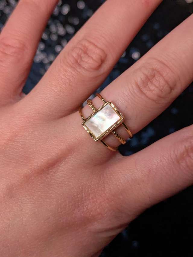 Bague nacre rectangle 