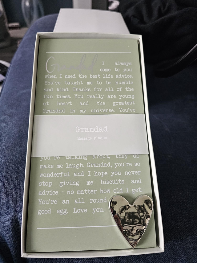 Grandad Sentiment Worded Plaque Stunning Designed.