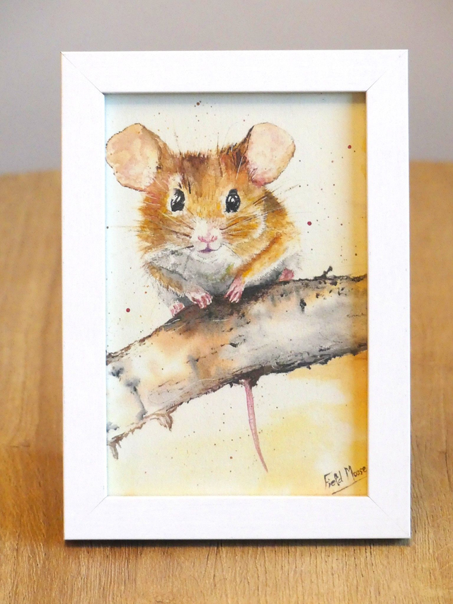 Fieldmouse - Original Watercolour Print Framed 7" x 5"