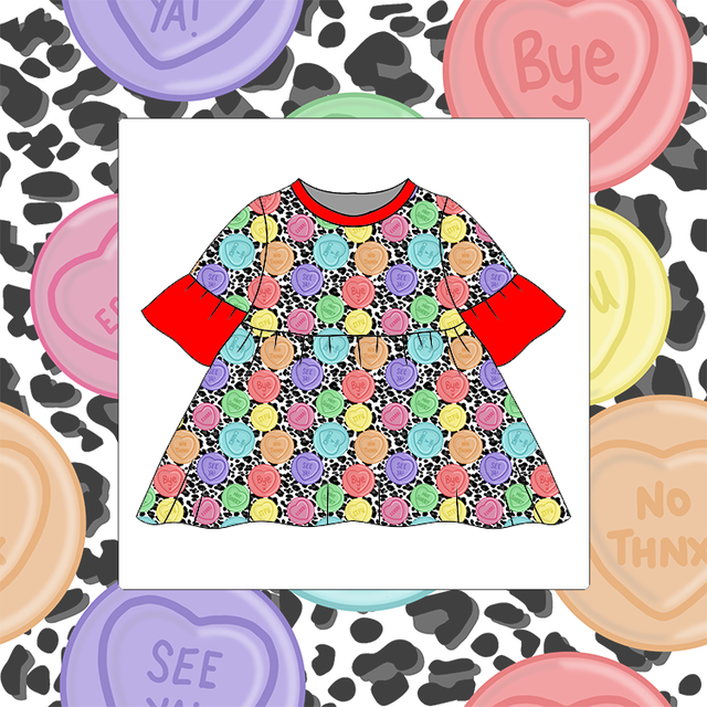 No Love Hearts Bell Sleeve Dress