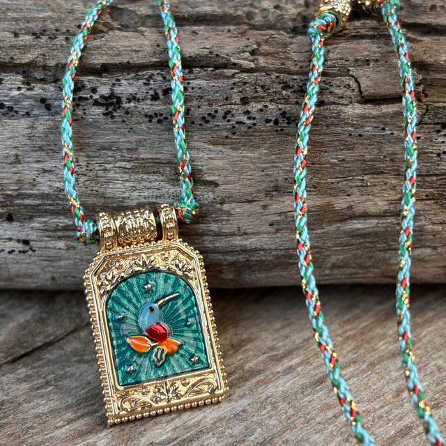 Collier Tarot Colibri vert