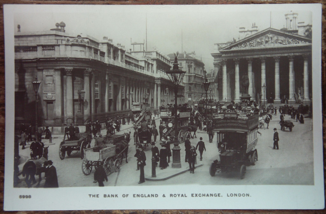 The Bank of England & Royal Exchange London . William Whiteley Ltd. vintage postcard Our Ref: A238