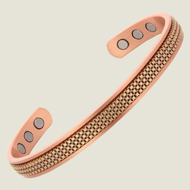  Bracelet jonc de santé en cuivre avec 6 aimants – 18,5 cm (Poignet plus large / Ø 8 cm)