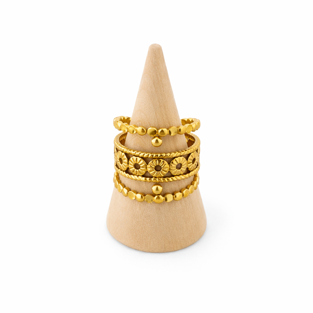 Anillo ajustable acero dorado 