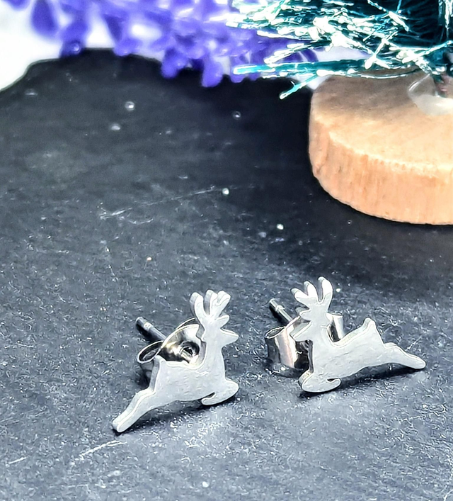 Stainless Steel Deer Stud Earrings 