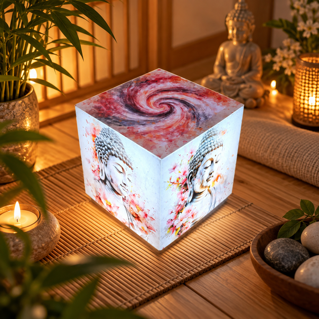Lampe d'ambiance en cire 10x10cm - "Bouddha"