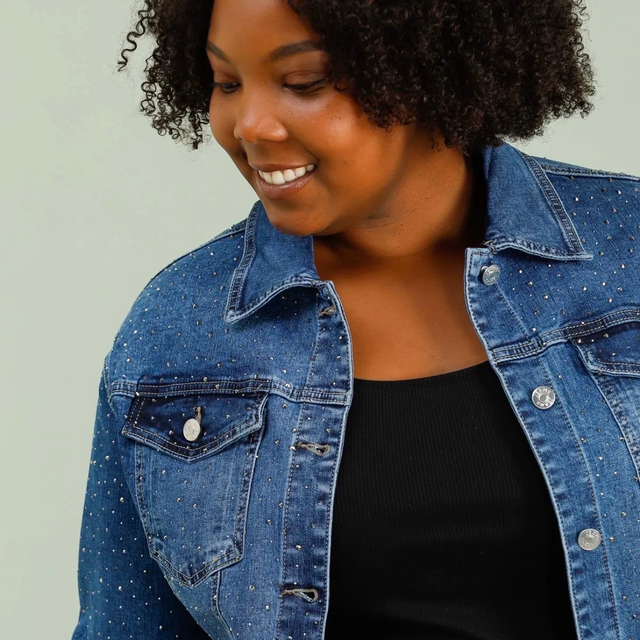 1052-Veste jean scintillante