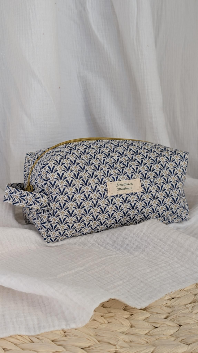 Trousse matelassée côté carré - Hors série "Marine/doré"