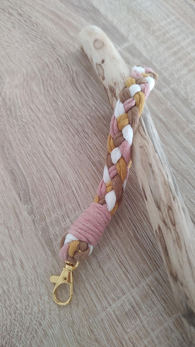 Porte-clé tresse • Rose / Moutarde