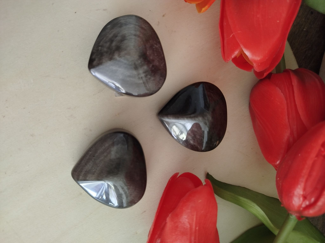 Coeur Obsidienne argenté 