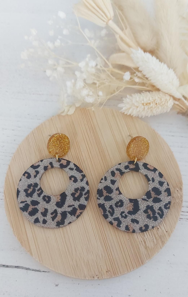 Boucles d&#039;oreilles Astrid Léopard paillettes 1