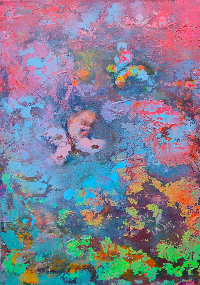 Motyle, 70x50 olej akryl płótno