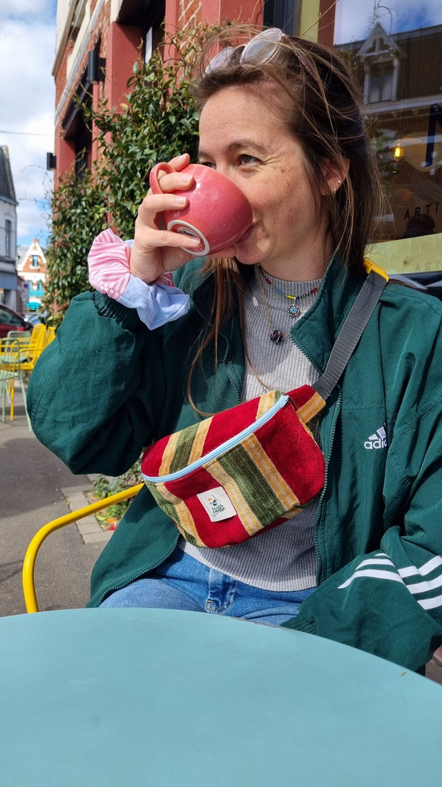 🌸Banane velours à rayures (tissus de ma grand-mère)