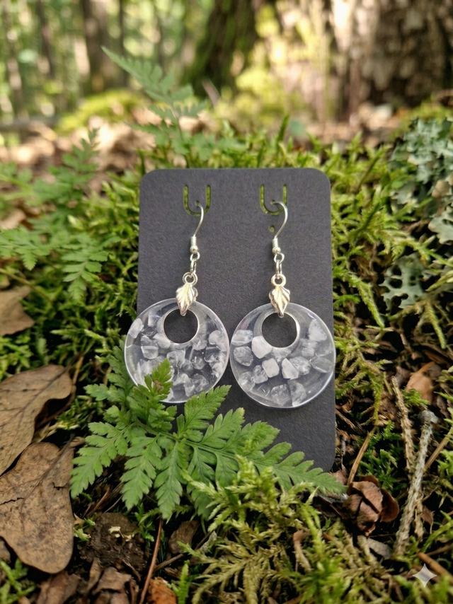 Boucles d'oreilles pendantes en argent 925 et pierres naturelles.
